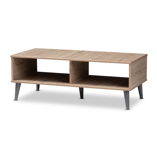 Baxton Studio Pierre Oak and Light Grey Finished Wood Coffee Table 147-8253 - main